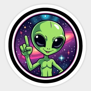 Cosmic Command: The Pointing Alien Sticker